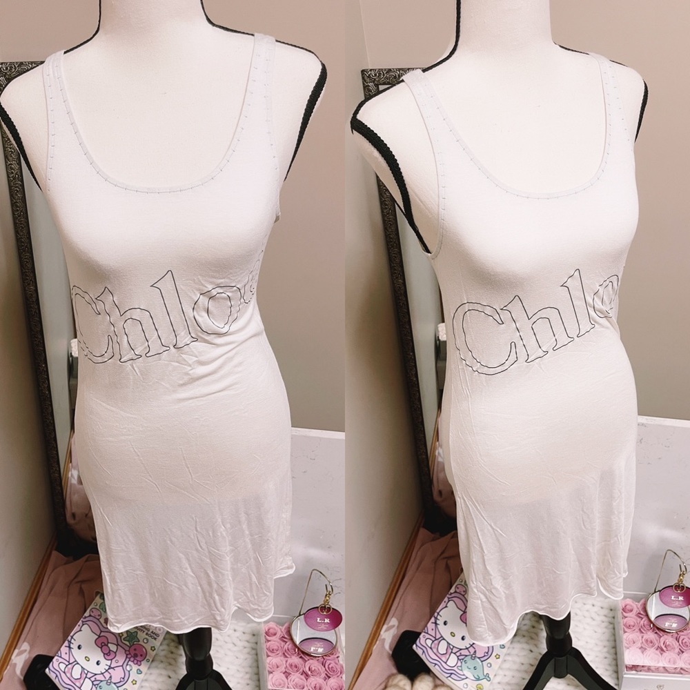 Authentic Chloe Cream Lightweight Logo Dress / Cover Up - Picture 11 of 12
